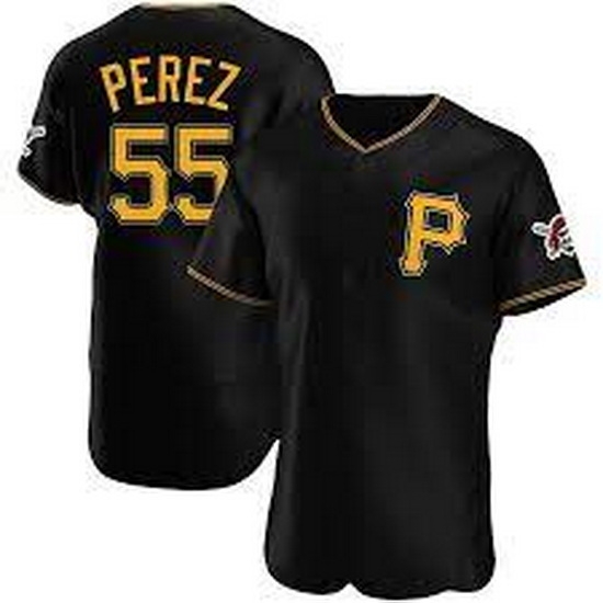 Men's Nike Pittsburgh Pirates #55 Roberto Perez Black Stitched Baseball Jersey Men's Nike Pittsburgh Pirates #55 Roberto Perez Black Stitched Baseball Jersey