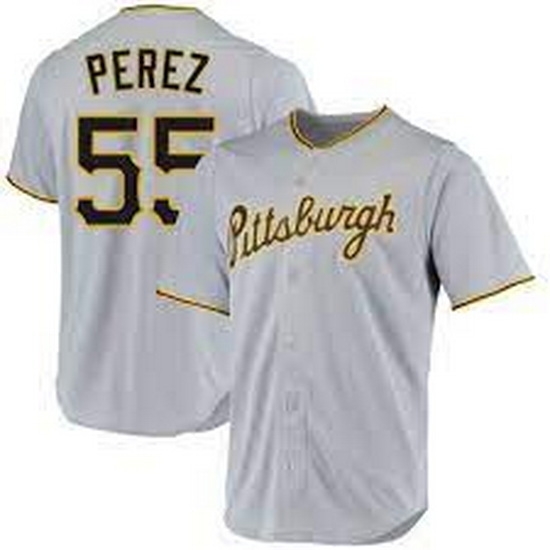 Men's Nike Pittsburgh Pirates #55 Roberto Perez Gray Stitched Baseball Jersey Men's Nike Pittsburgh Pirates #55 Roberto Perez Gray Stitched Baseball Jersey