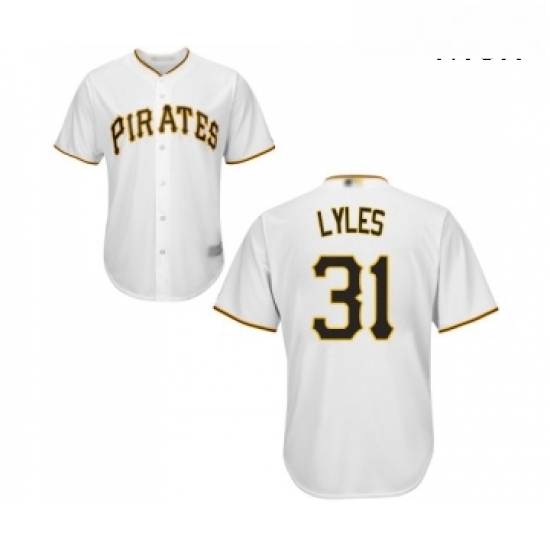 Mens Pittsburgh Pirates 31 Jordan Lyles Replica White Home Cool Base Baseball Jersey Mens Pittsburgh Pirates 31 Jordan Lyles Replica White Home Cool Base Baseball Jersey
