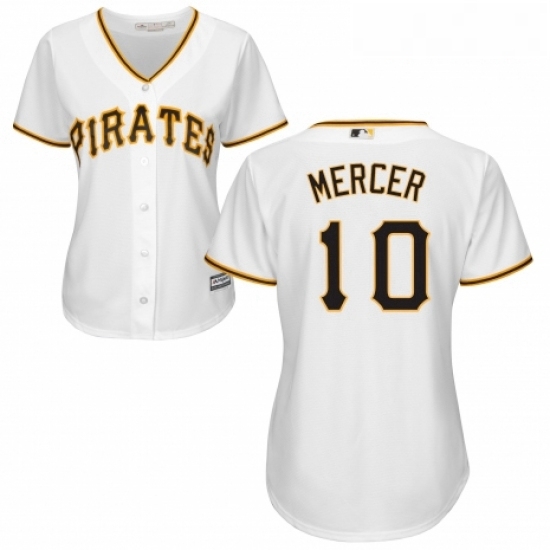Womens Majestic Pittsburgh Pirates 10 Jordy Mercer Authentic White Home Cool Base MLB Jersey Womens Majestic Pittsburgh Pirates 10 Jordy Mercer Authentic White Home Cool Base MLB Jersey