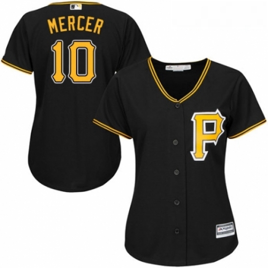 Womens Majestic Pittsburgh Pirates 10 Jordy Mercer Replica Black Alternate Cool Base MLB Jersey Womens Majestic Pittsburgh Pirates 10 Jordy Mercer Replica Black Alternate Cool Base MLB Jersey