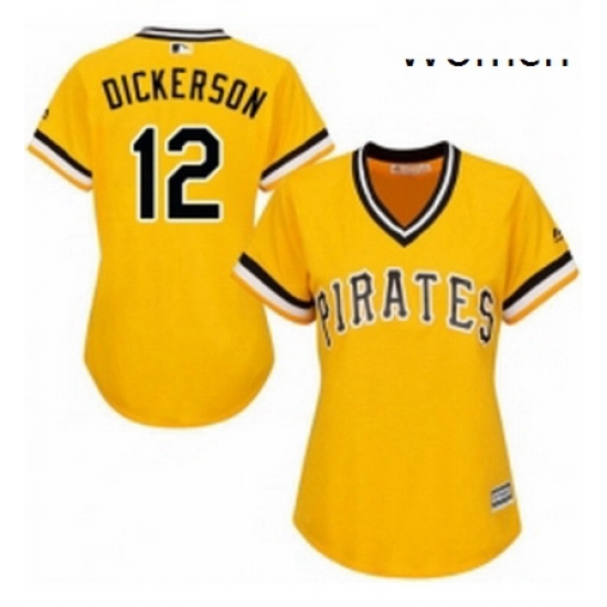 Womens Majestic Pittsburgh Pirates 12 Corey Dickerson Authentic Gold Alternate Cool Base MLB Jersey Womens Majestic Pittsburgh Pirates 12 Corey Dickerson Authentic Gold Alternate Cool Base MLB Jersey