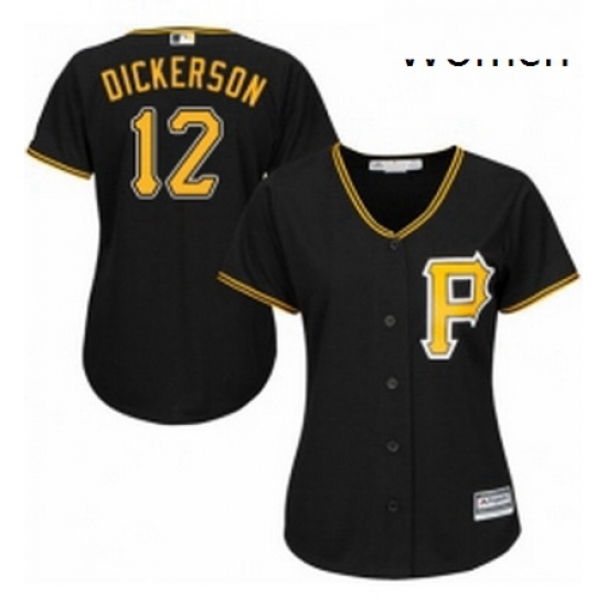 Womens Majestic Pittsburgh Pirates 12 Corey Dickerson Replica Black Alternate Cool Base MLB Jersey Womens Majestic Pittsburgh Pirates 12 Corey Dickerson Replica Black Alternate Cool Base MLB Jersey