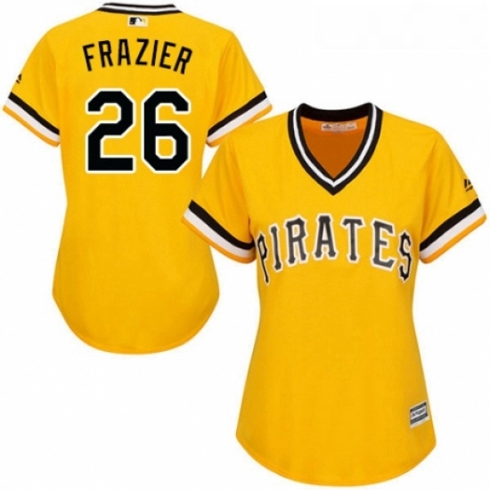 Womens Majestic Pittsburgh Pirates 26 Adam Frazier Authentic Gold Alternate Cool Base MLB Jersey Womens Majestic Pittsburgh Pirates 26 Adam Frazier Authentic Gold Alternate Cool Base MLB Jersey