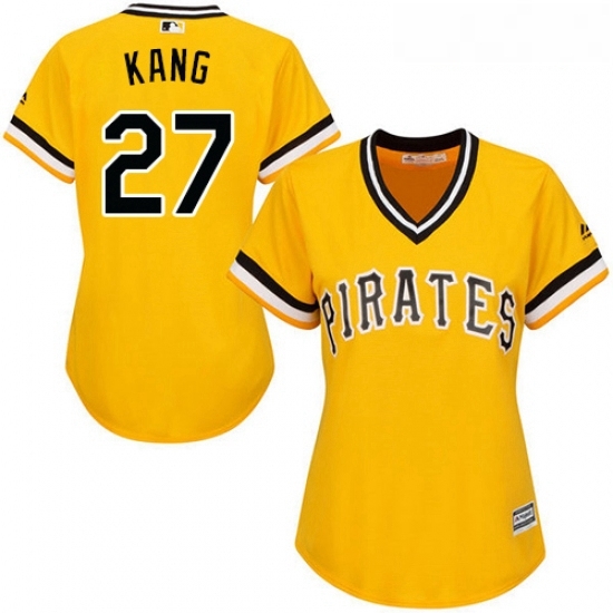 Womens Majestic Pittsburgh Pirates 27 Jung ho Kang Replica Gold Alternate Cool Base MLB Jersey Womens Majestic Pittsburgh Pirates 27 Jung ho Kang Replica Gold Alternate Cool Base MLB Jersey