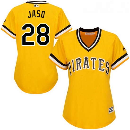 Womens Majestic Pittsburgh Pirates 28 John Jaso Replica Gold Alternate Cool Base MLB Jersey Womens Majestic Pittsburgh Pirates 28 John Jaso Replica Gold Alternate Cool Base MLB Jersey