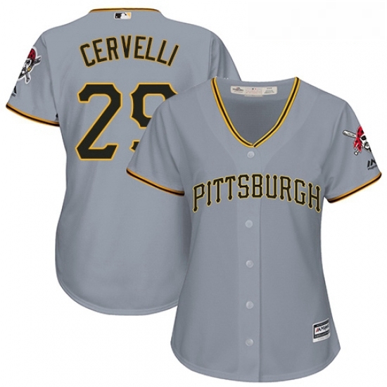 Womens Majestic Pittsburgh Pirates 29 Francisco Cervelli Authentic Grey Road Cool Base MLB Jersey Womens Majestic Pittsburgh Pirates 29 Francisco Cervelli Authentic Grey Road Cool Base MLB Jersey