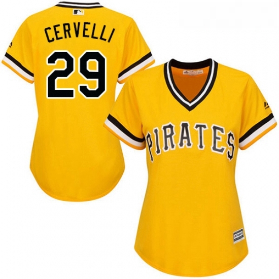 Womens Majestic Pittsburgh Pirates 29 Francisco Cervelli Replica Gold Alternate Cool Base MLB Jersey Womens Majestic Pittsburgh Pirates 29 Francisco Cervelli Replica Gold Alternate Cool Base MLB Jersey