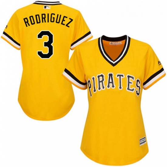 Womens Majestic Pittsburgh Pirates 3 Sean Rodriguez Replica Gold Alternate Cool Base MLB Jersey Womens Majestic Pittsburgh Pirates 3 Sean Rodriguez Replica Gold Alternate Cool Base MLB Jersey