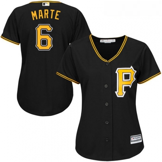 Womens Majestic Pittsburgh Pirates 6 Starling Marte Authentic Black Alternate Cool Base MLB Jersey Womens Majestic Pittsburgh Pirates 6 Starling Marte Authentic Black Alternate Cool Base MLB Jersey