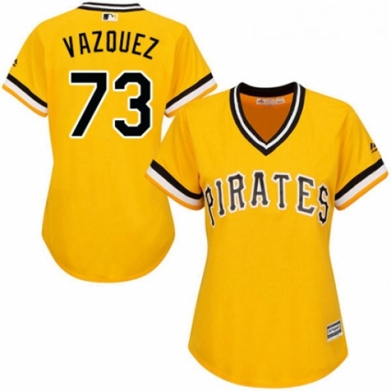 Womens Majestic Pittsburgh Pirates 73 Felipe Vazquez Authentic Gold Alternate Cool Base MLB Jersey Womens Majestic Pittsburgh Pirates 73 Felipe Vazquez Authentic Gold Alternate Cool Base MLB Jersey