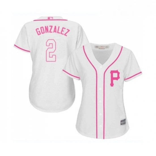 Womens Pittsburgh Pirates 2 Erik Gonzalez Replica White Fashion Cool Base Baseball Jersey 