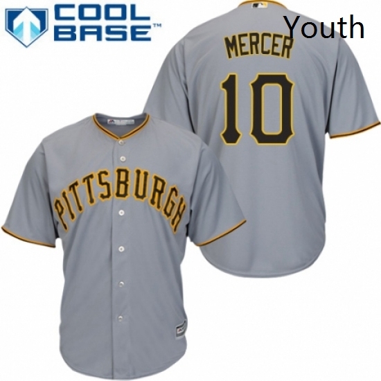 Youth Majestic Pittsburgh Pirates 10 Jordy Mercer Replica Grey Road Cool Base MLB Jersey Youth Majestic Pittsburgh Pirates 10 Jordy Mercer Replica Grey Road Cool Base MLB Jersey