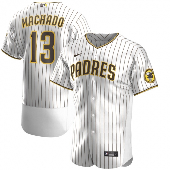 Men Nike San Diego Padres 13 Manny Machado Men Nike White Brown Flex Base Alternate Player Jersey Men Nike San Diego Padres 13 Manny Machado Men Nike White Brown Flex Base Alternate Player Jersey