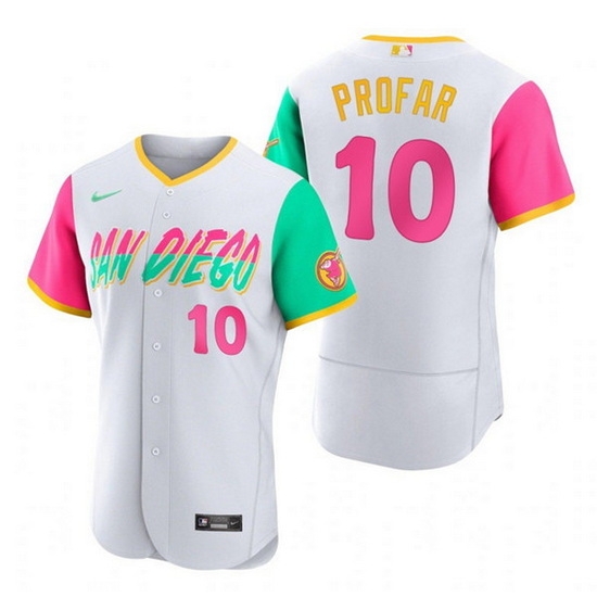 Men San Diego Padres 10 Jurickson Profar 2022 White City Connect Flex Base Stitched Baseball Jersey Men San Diego Padres 10 Jurickson Profar 2022 White City Connect Flex Base Stitched Baseball Jersey