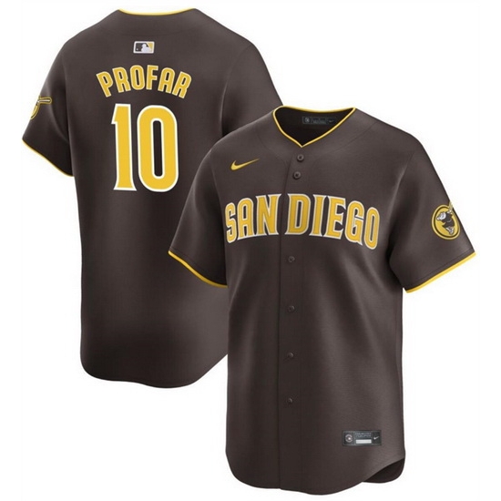 Men San Diego Padres 10 Jurickson Profar Brown 2024 Away Limited Stitched Baseball Jersey Men San Diego Padres 10 Jurickson Profar Brown 2024 Away Limited Stitched Baseball Jersey