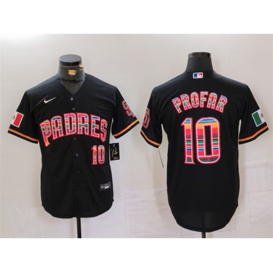 Men San Diego Padres 10 Jurickson Profar Mexico Black Cool Base Stitched Baseball Jersey Men San Diego Padres 10 Jurickson Profar Mexico Black Cool Base Stitched Baseball Jersey