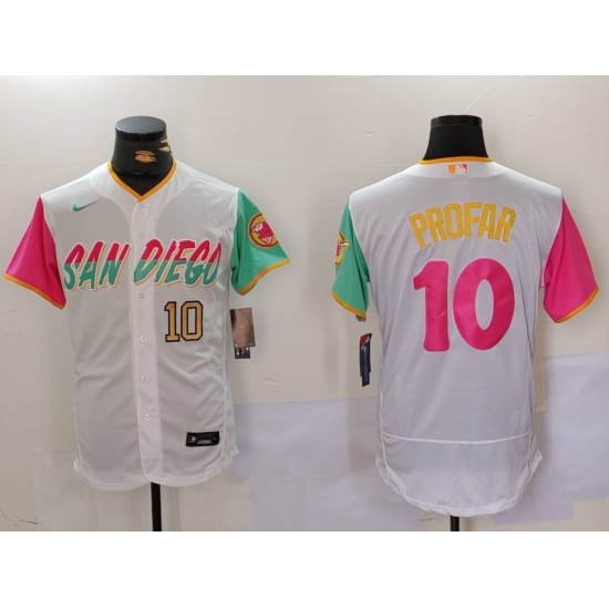 Men San Diego Padres 10 Jurickson Profar White City Connect Cool Base Stitched Baseball Jersey 2 Men San Diego Padres 10 Jurickson Profar White City Connect Cool Base Stitched Baseball Jersey 2
