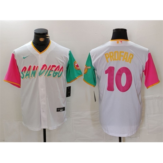 Men San Diego Padres 10 Jurickson Profar White City Connect Cool Base Stitched Baseball Jersey Men San Diego Padres 10 Jurickson Profar White City Connect Cool Base Stitched Baseball Jersey