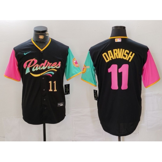 Men San Diego Padres 11 Yu Darvish Black City Connect Cool Base Stitched Baseball Jersey 3 Men San Diego Padres 11 Yu Darvish Black City Connect Cool Base Stitched Baseball Jersey 3