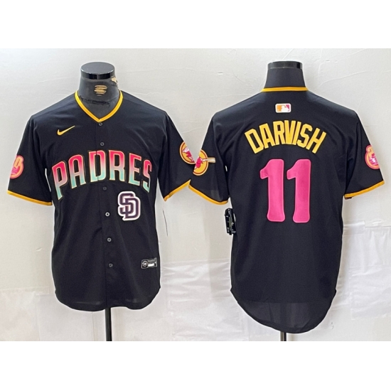 Men San Diego Padres 11 Yu Darvish Black Cool Base Stitched Baseball Jersey 2 Men San Diego Padres 11 Yu Darvish Black Cool Base Stitched Baseball Jersey 2