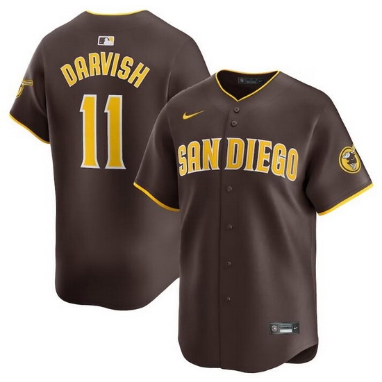 Men San Diego Padres 11 Yu Darvish Brown 2024 Away Limited Stitched Baseball Jersey Men San Diego Padres 11 Yu Darvish Brown 2024 Away Limited Stitched Baseball Jersey