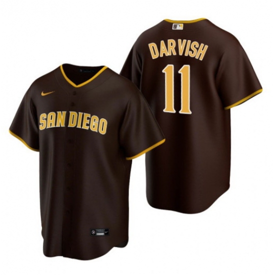 Men San Diego Padres 11 Yu Darvish Brown Trade Road Coolbase Jersey Men San Diego Padres 11 Yu Darvish Brown Trade Road Coolbase Jersey