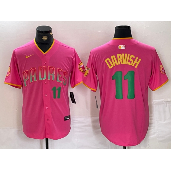 Men San Diego Padres 11 Yu Darvish Pink Cool Base Stitched Baseball Jersey 3 Men San Diego Padres 11 Yu Darvish Pink Cool Base Stitched Baseball Jersey 3