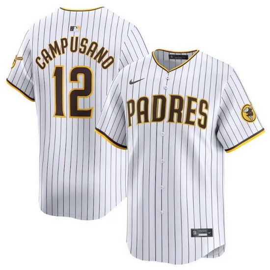 Men San Diego Padres 12 Luis Campusano White 2024 Home Limited Stitched Baseball Jersey Men San Diego Padres 12 Luis Campusano White 2024 Home Limited Stitched Baseball Jersey