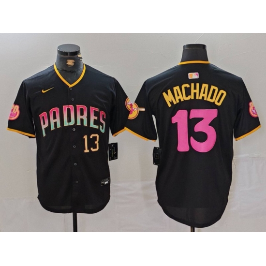 Men San Diego Padres 13 Manny Machado Black Cool Base Stitched Baseball Jersey 1 Men San Diego Padres 13 Manny Machado Black Cool Base Stitched Baseball Jersey 1