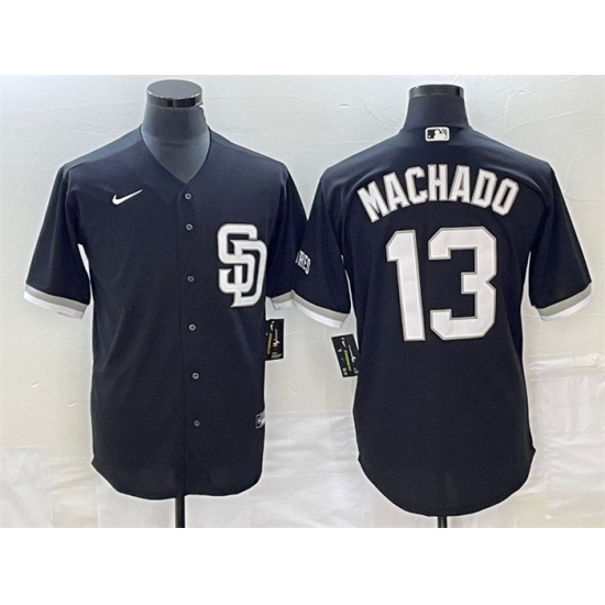 Men San Diego Padres 13 Manny Machado Black Cool Base Stitched Baseball Jersey Men San Diego Padres 13 Manny Machado Black Cool Base Stitched Baseball Jersey