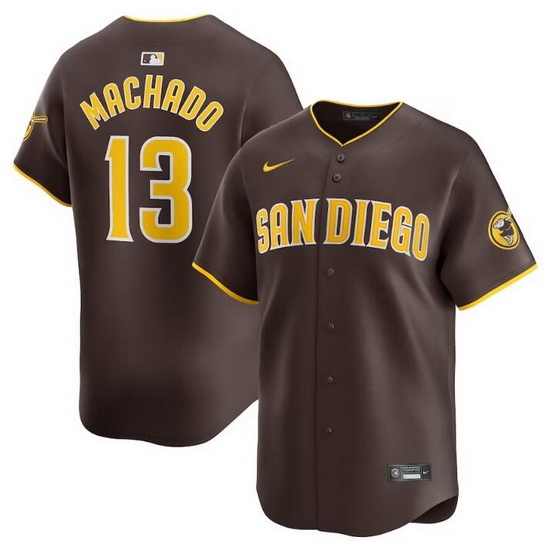 Men San Diego Padres 13 Manny Machado Brown 2024 Home Limited Stitched Baseball Jersey Men San Diego Padres 13 Manny Machado Brown 2024 Home Limited Stitched Baseball Jersey