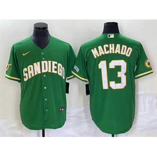 Men San Diego Padres 13 Manny Machado Green Cool Base Stitched Baseball Jersey Men San Diego Padres 13 Manny Machado Green Cool Base Stitched Baseball Jersey