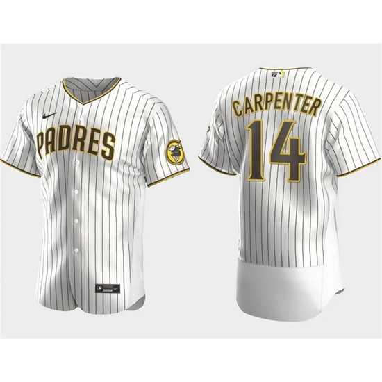 Men San Diego Padres 14 Matt Carpenter White Flex Base Stitched Baseball Jersey Men San Diego Padres 14 Matt Carpenter White Flex Base Stitched Baseball Jersey
