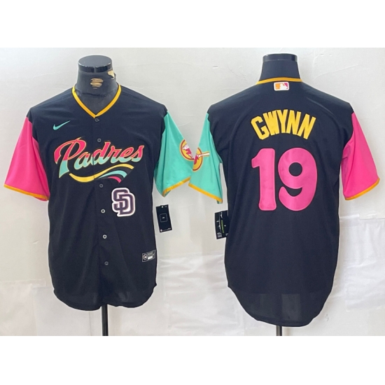 Men San Diego Padres 19 Tony Gwynn Black City Connect Cool Base Stitched Baseball Jersey 2 Men San Diego Padres 19 Tony Gwynn Black City Connect Cool Base Stitched Baseball Jersey 2
