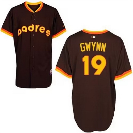 Men San Diego Padres 19 Tony Gwynn Brown 1984 Cool Base Stitched Jersey Men San Diego Padres 19 Tony Gwynn Brown 1984 Cool Base Stitched Jersey