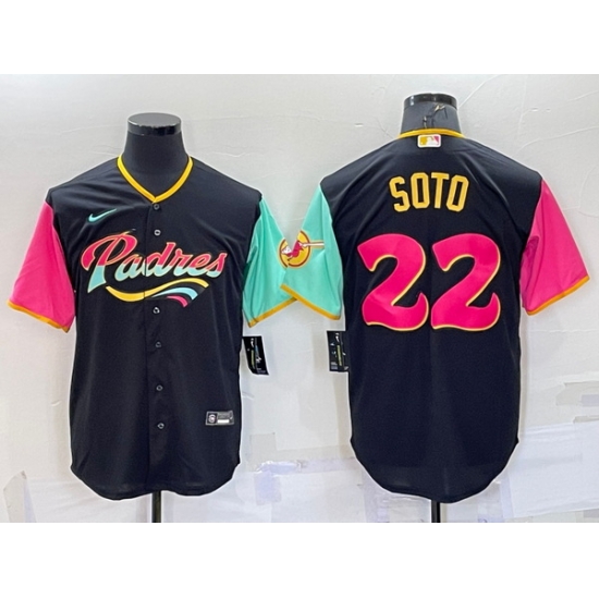 Men San Diego Padres 22 Juan Soto 2022 Black City Connect Cool Base Stitched Jersey Men San Diego Padres 22 Juan Soto 2022 Black City Connect Cool Base Stitched Jersey
