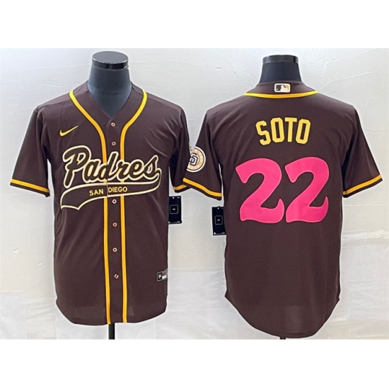 Men San Diego Padres 22 Juan Soto Brown Cool Base Stitched Baseball Jersey Men San Diego Padres 22 Juan Soto Brown Cool Base Stitched Baseball Jersey