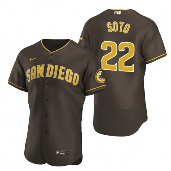 Men San Diego Padres 22 Juan Soto Brown Flex Base Stitched Baseball Jersey Men San Diego Padres 22 Juan Soto Brown Flex Base Stitched Baseball Jersey