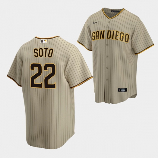 Men San Diego Padres 22 Juan Soto Tan Cool Base Stitched Baseball Jersey Men San Diego Padres 22 Juan Soto Tan Cool Base Stitched Baseball Jersey