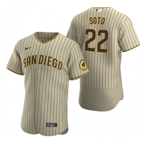 Men San Diego Padres 22 Juan Soto Tan Flex Base Stitched Baseball Jersey Men San Diego Padres 22 Juan Soto Tan Flex Base Stitched Baseball Jersey