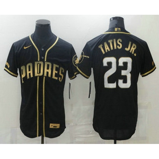 Men San Diego Padres 23 Fernando Tatis Jr Black 2021 Golden Edition Stitched Flex Base Nike Jersey Men San Diego Padres 23 Fernando Tatis Jr Black 2021 Golden Edition Stitched Flex Base Nike Jersey