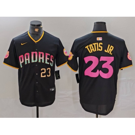 Men San Diego Padres 23 Fernando Tatis Jr Black Cool Base Stitched Baseball Jersey 1 Men San Diego Padres 23 Fernando Tatis Jr Black Cool Base Stitched Baseball Jersey 1