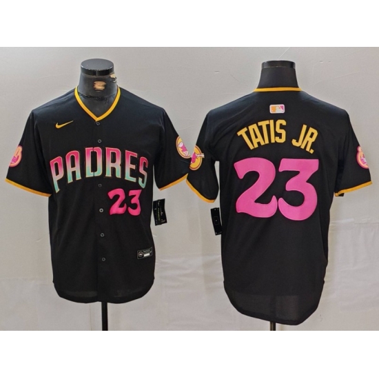 Men San Diego Padres 23 Fernando Tatis Jr Black Cool Base Stitched Baseball Jersey 2 Men San Diego Padres 23 Fernando Tatis Jr Black Cool Base Stitched Baseball Jersey 2