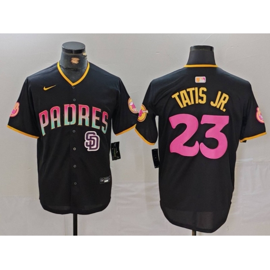 Men San Diego Padres 23 Fernando Tatis Jr Black Cool Base Stitched Baseball Jersey 6 Men San Diego Padres 23 Fernando Tatis Jr Black Cool Base Stitched Baseball Jersey 6
