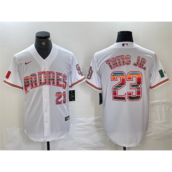Men San Diego Padres 23 Fernando Tatis Jr Mexico White Cool Base Stitched Baseball Jersey Men San Diego Padres 23 Fernando Tatis Jr Mexico White Cool Base Stitched Baseball Jersey