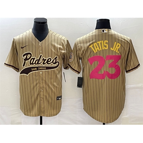 Men San Diego Padres 23 Fernando Tatis Jr Tan Cool Base Stitched Baseball Jersey Men San Diego Padres 23 Fernando Tatis Jr Tan Cool Base Stitched Baseball Jersey