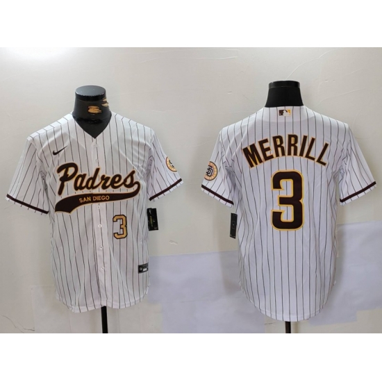 Men San Diego Padres 3 Jackson Merrill white Cool Base Stitched Baseball Jersey 001 Men San Diego Padres 3 Jackson Merrill white Cool Base Stitched Baseball Jersey 001