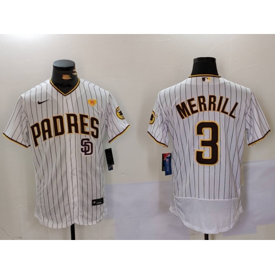 Men San Diego Padres 3 Jackson Merrill white Cool Base Stitched Baseball Jersey 006 Men San Diego Padres 3 Jackson Merrill white Cool Base Stitched Baseball Jersey 006