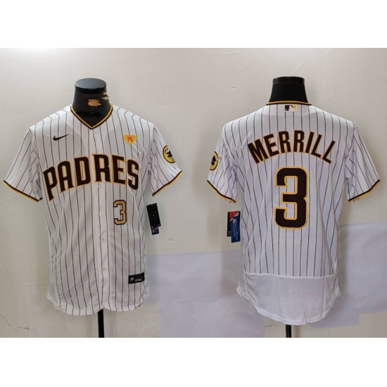 Men San Diego Padres 3 Jackson Merrill white Cool Base Stitched Baseball Jersey 011 Men San Diego Padres 3 Jackson Merrill white Cool Base Stitched Baseball Jersey 011